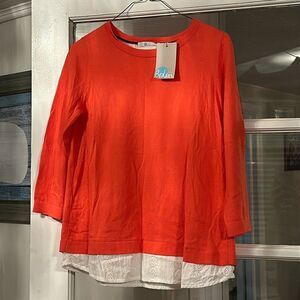 NWT Boden Women’s Mixed Media Crew Neck Sweater with Built in Eyelet Blouse S